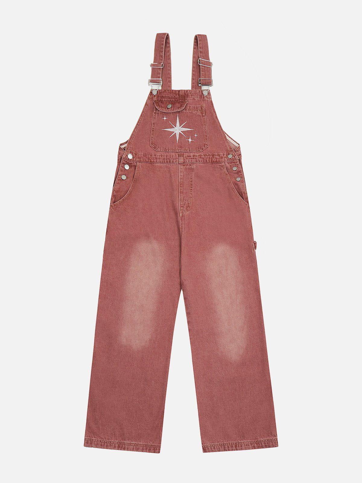 TALISHKO Embroidery Star Washed Overalls