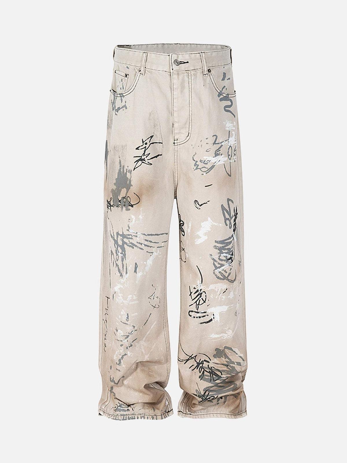 TALISHKO Hand-Painted Graffiti Baggy Jeans