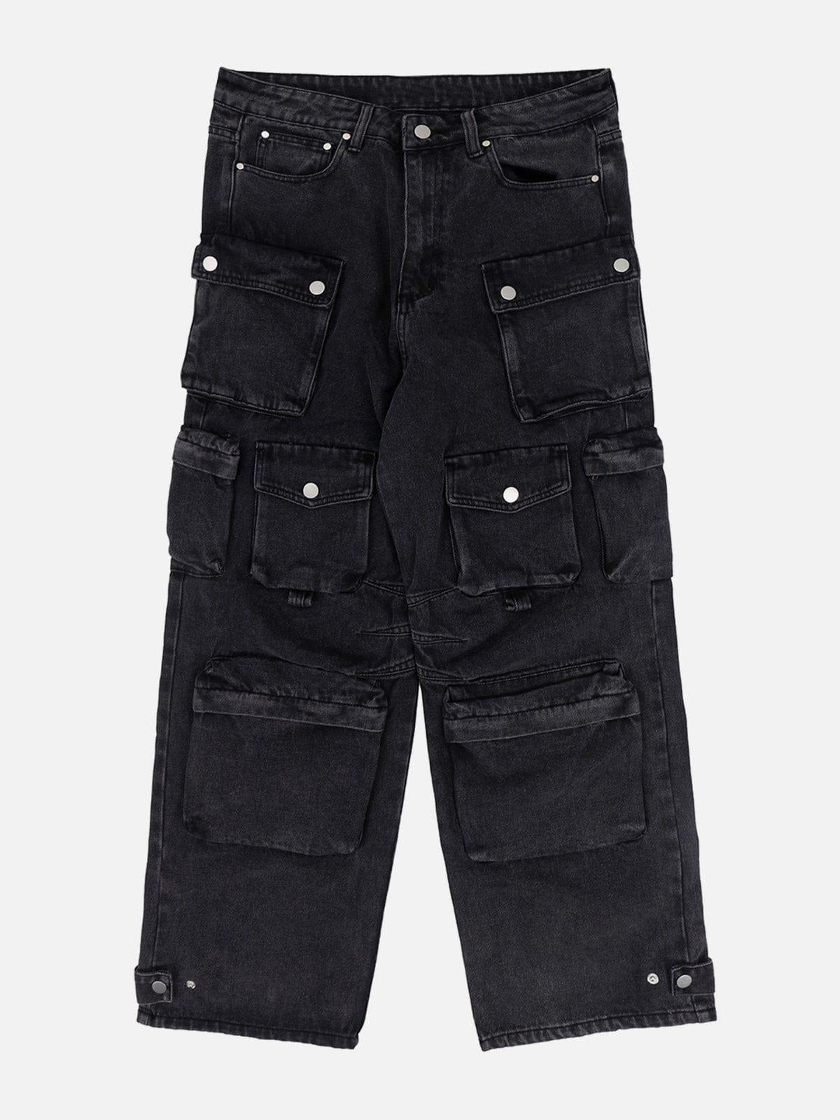 TALISHKO Multi-Pocket Wide-Leg Jeans