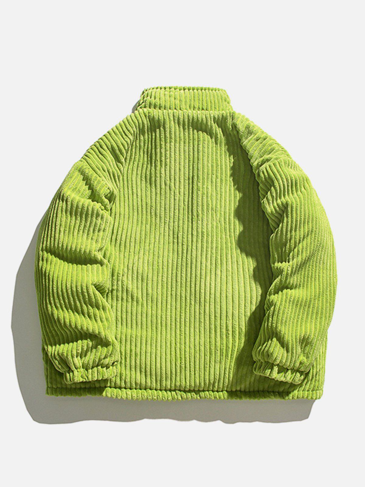 TALISHKO Solid Corduroy Oversized Pocket Winter Coat