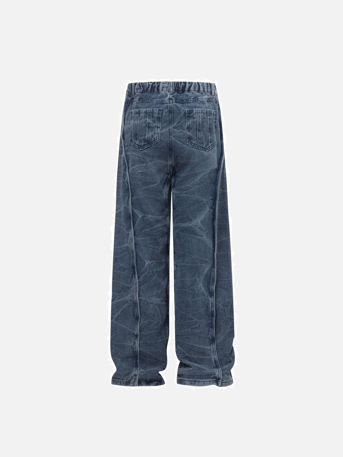 TALISHKO Vintage Washed Irregular Stitching Jeans