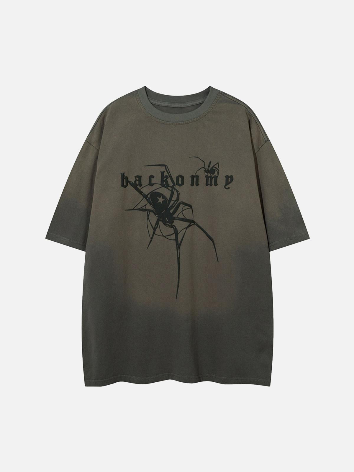 TALISHKO Retro High Street Spider Pattern Foam T-Shirt
