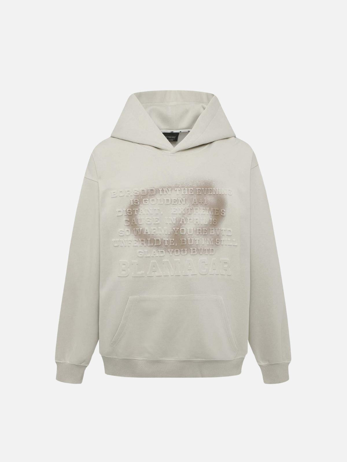 TALISHKO Distressed 3D Steel Print Hip-Hop Pullover Hoodie