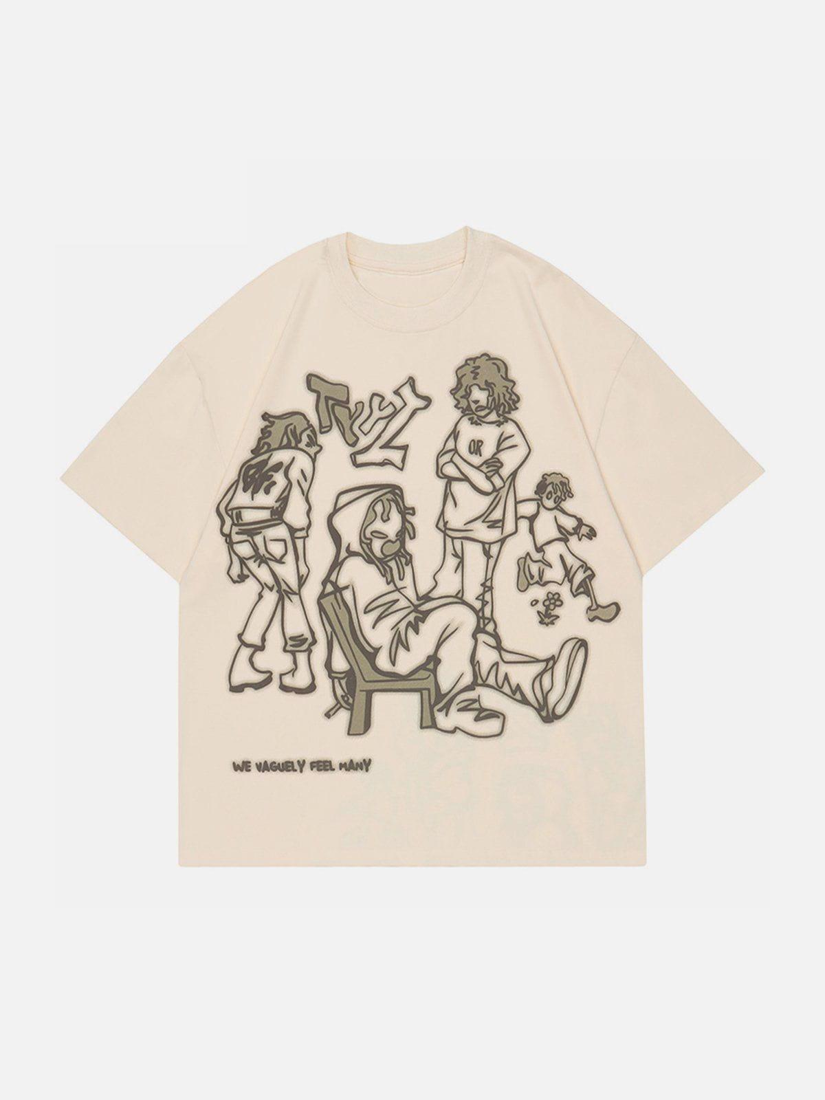 TALISHKO Cartoon Line Character Print Tee