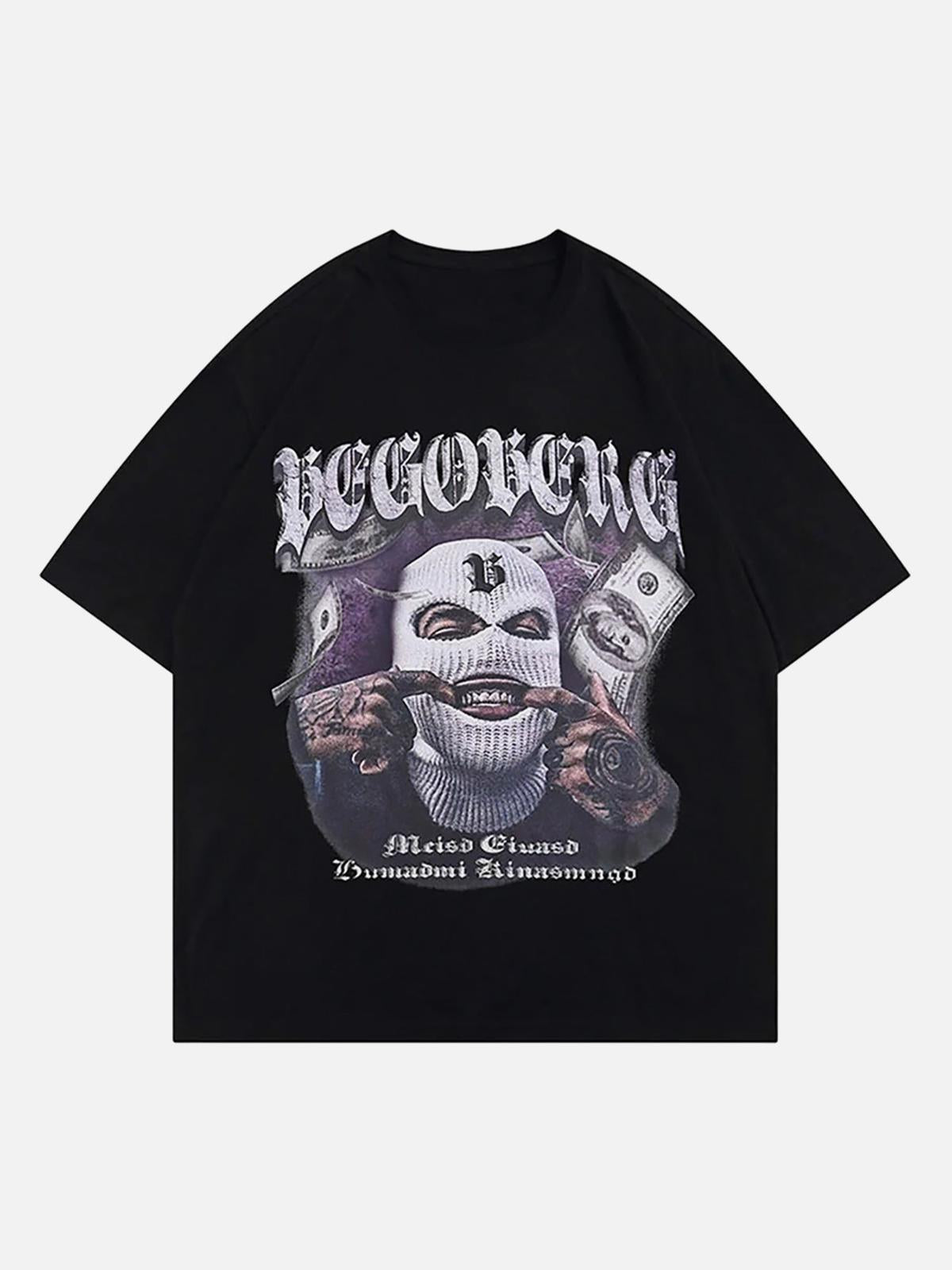 TALISHKO Masked Gangster Portrait Printed T-Shirt