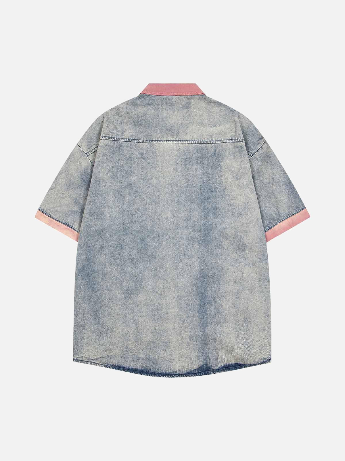TALISHKO Embroidered Patch Denim Shirt