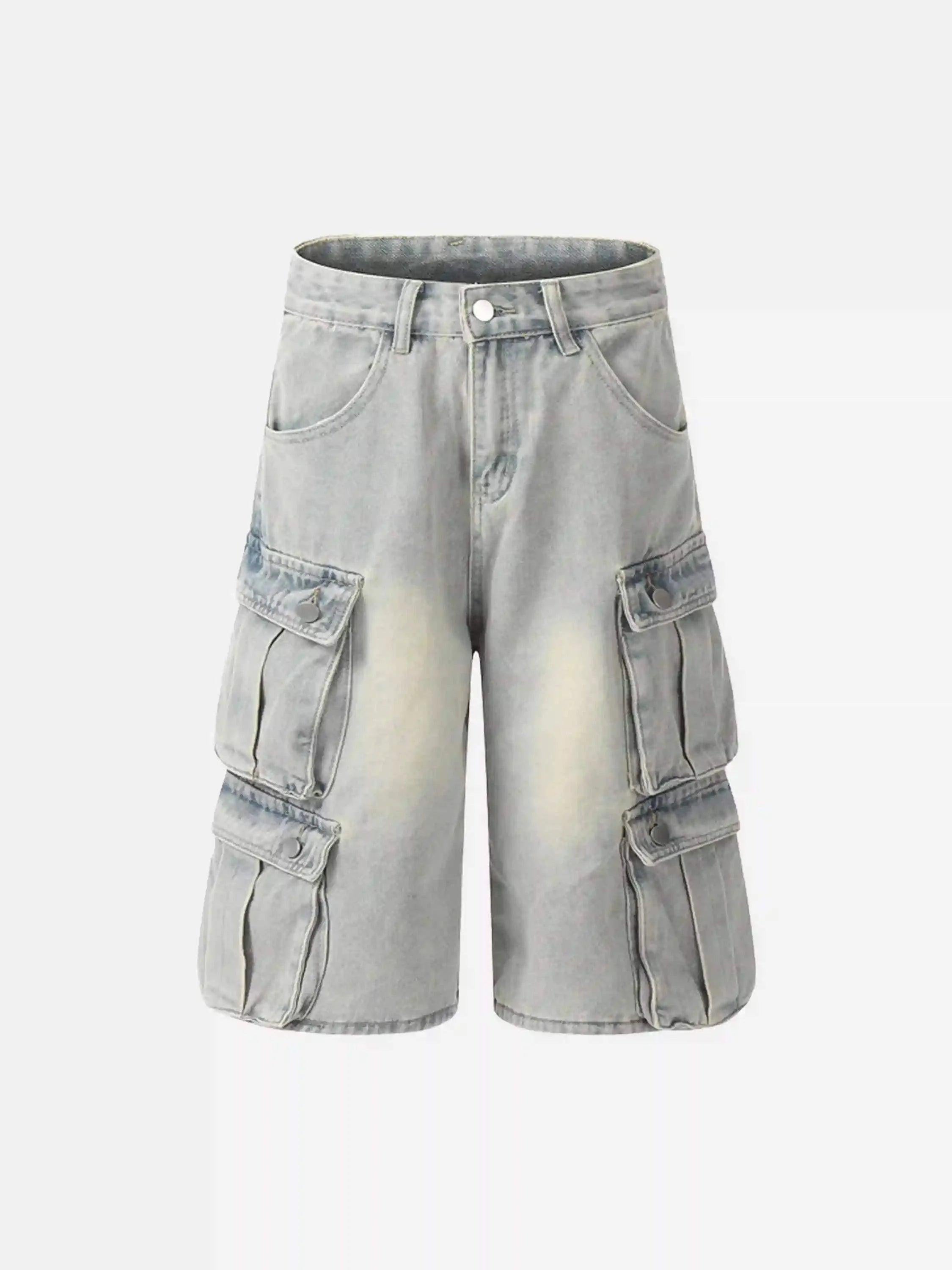 TALISHKO Vintage Washed Loose Wide-Leg Denim Jorts