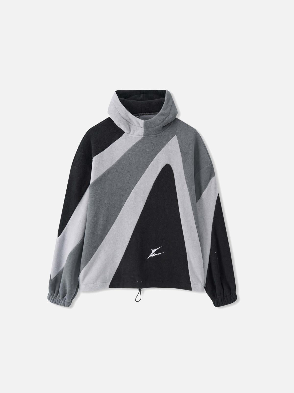 TALISHKO Contrast Color Panel Embroidery Hoodie