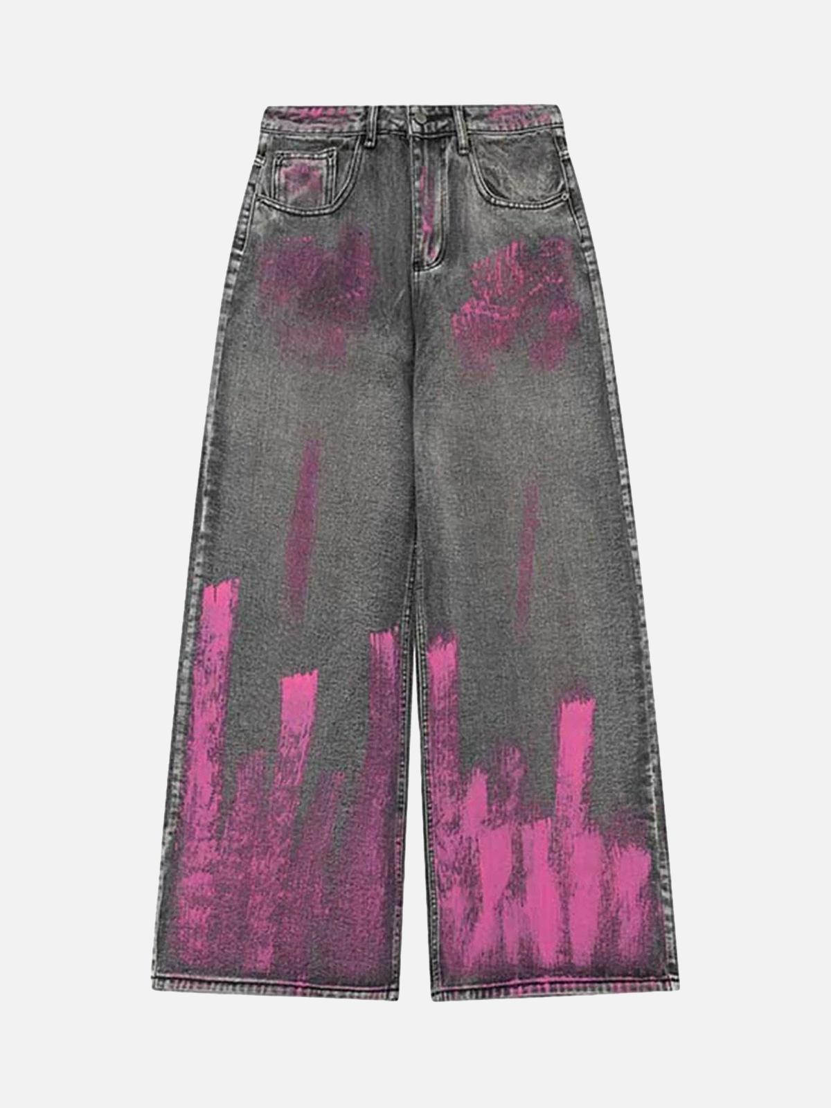 TALISHKO Graffiti Distressed Washed Baggy Jeans
