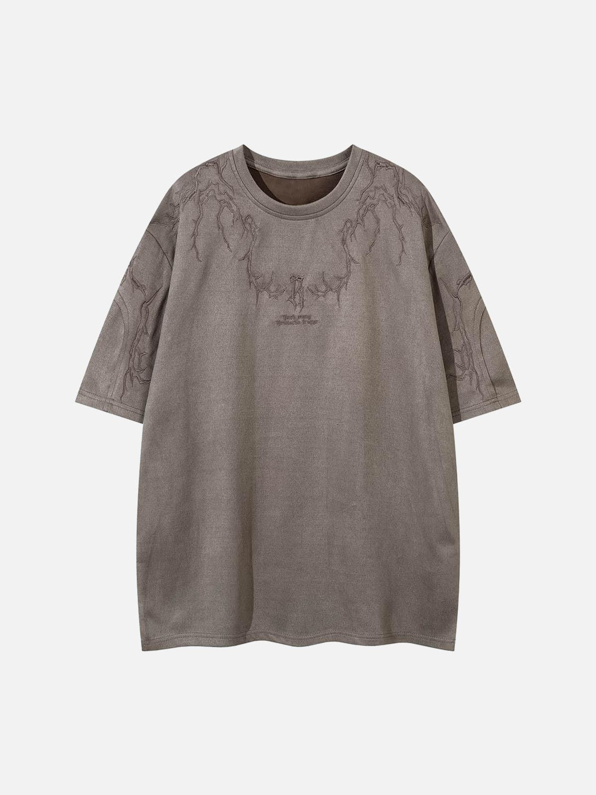 TALISHKO Thorn Embroidery Suede T-Shirt