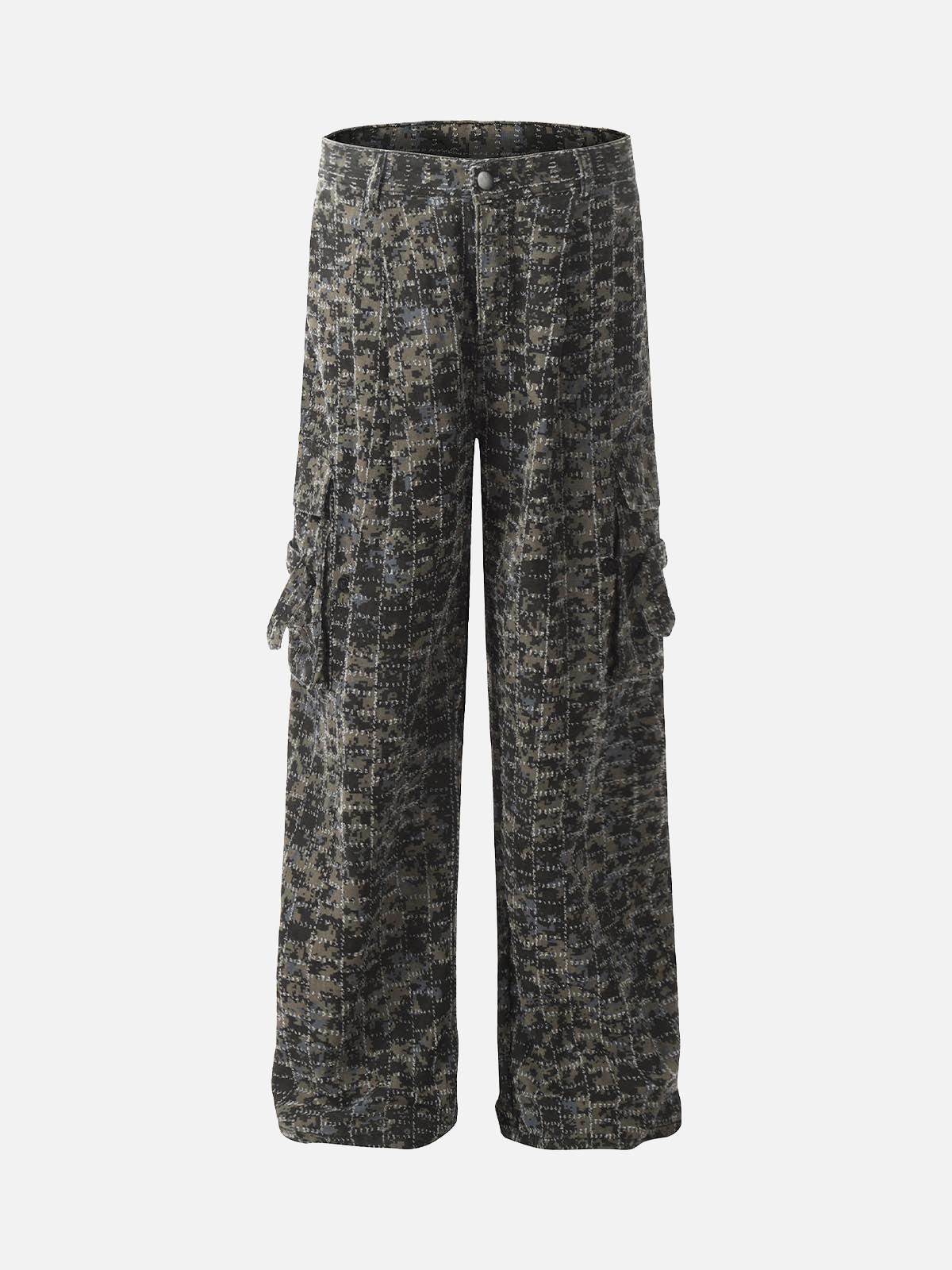 TALISHKO Ripped Camouflage Multi-Pocket Cargo Pants