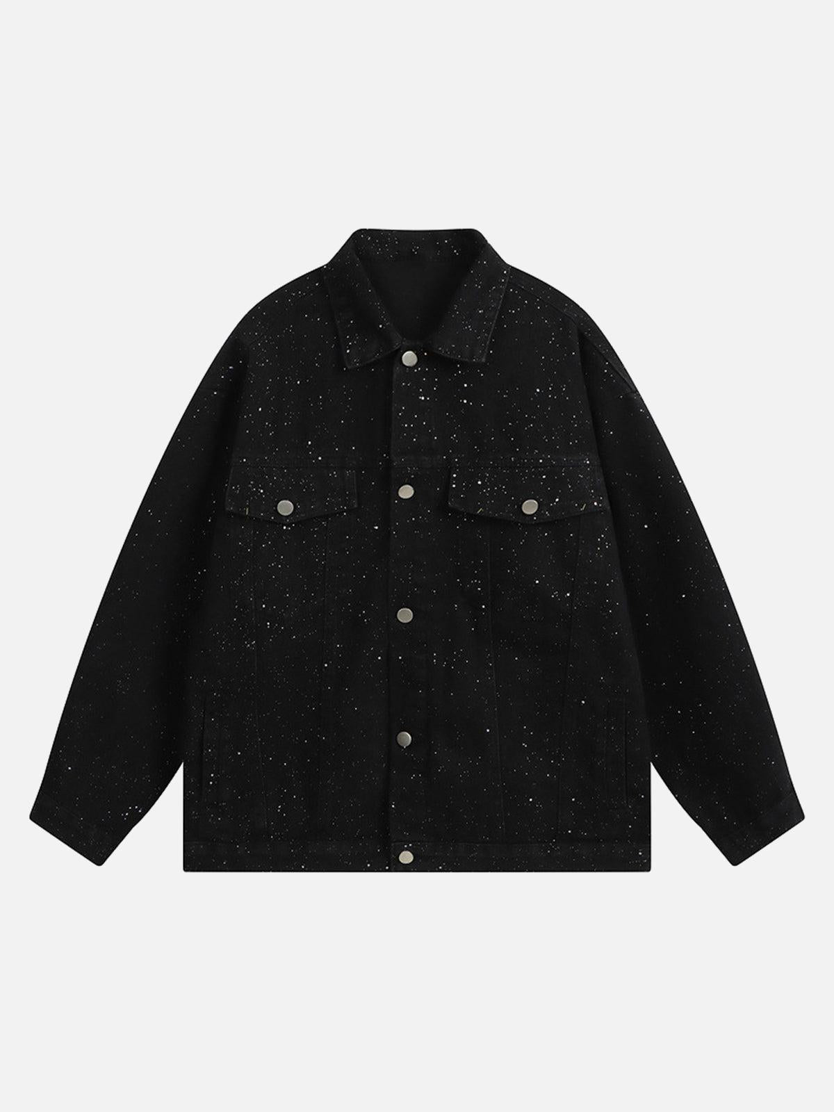 TALISHKO Distressed Sequin Design Denim Jacket