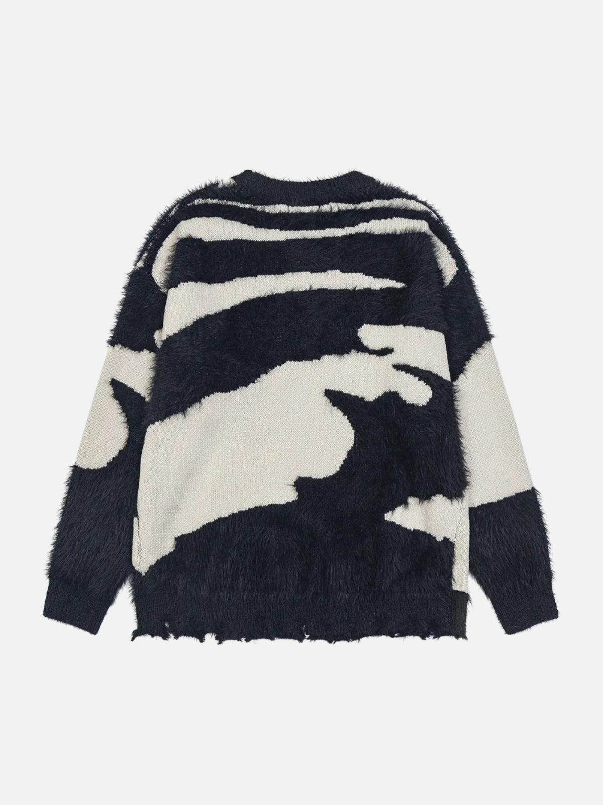 TALISHKO Color Block Letter Jacquard Sweater
