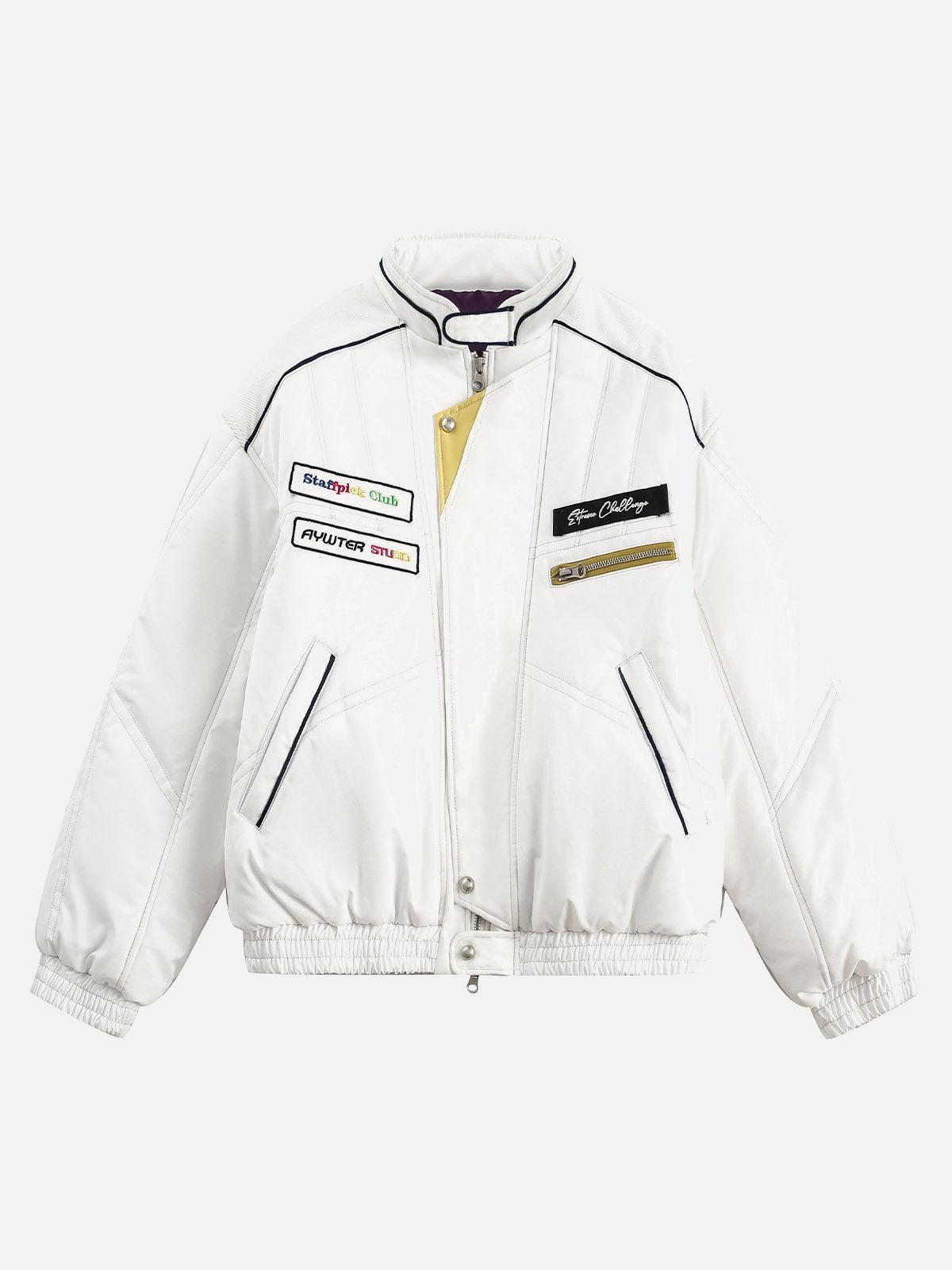 TALISHKO Embroidery Double-Ended Zipper Bomber Jacket