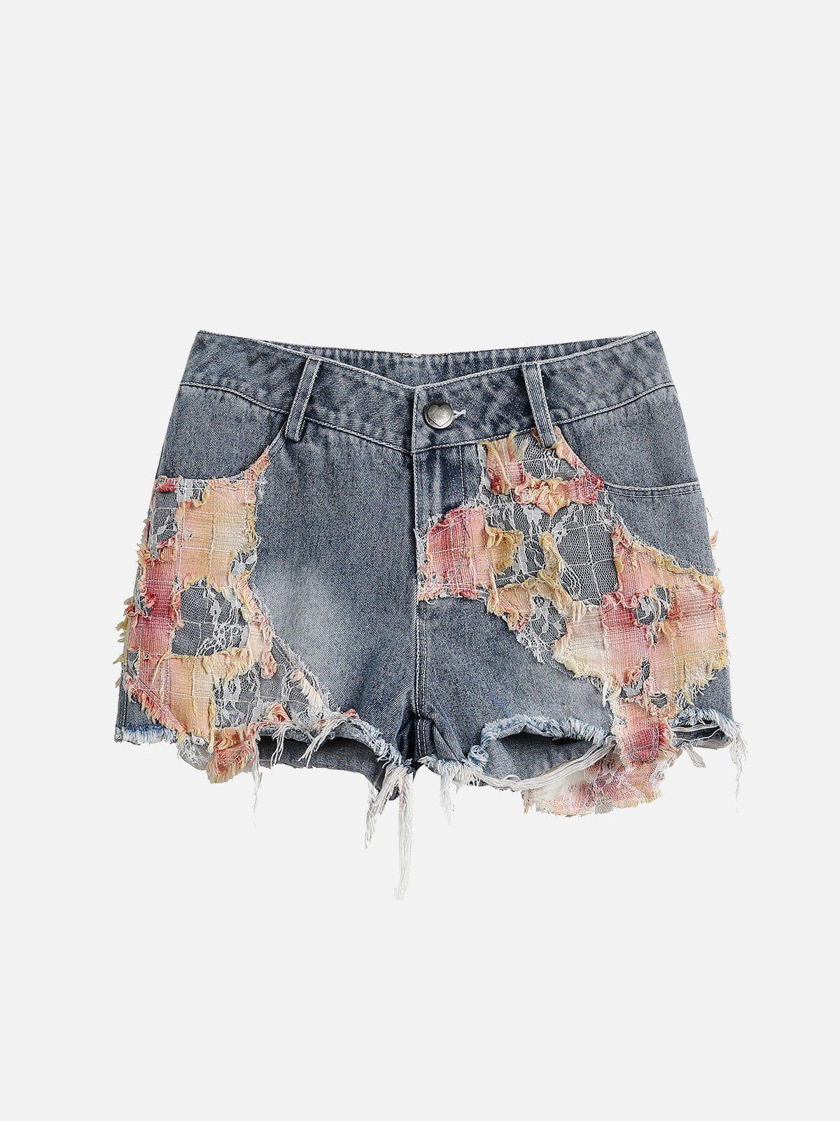 TALISHKO Heavy Craftsmanship Lace Crop Jorts