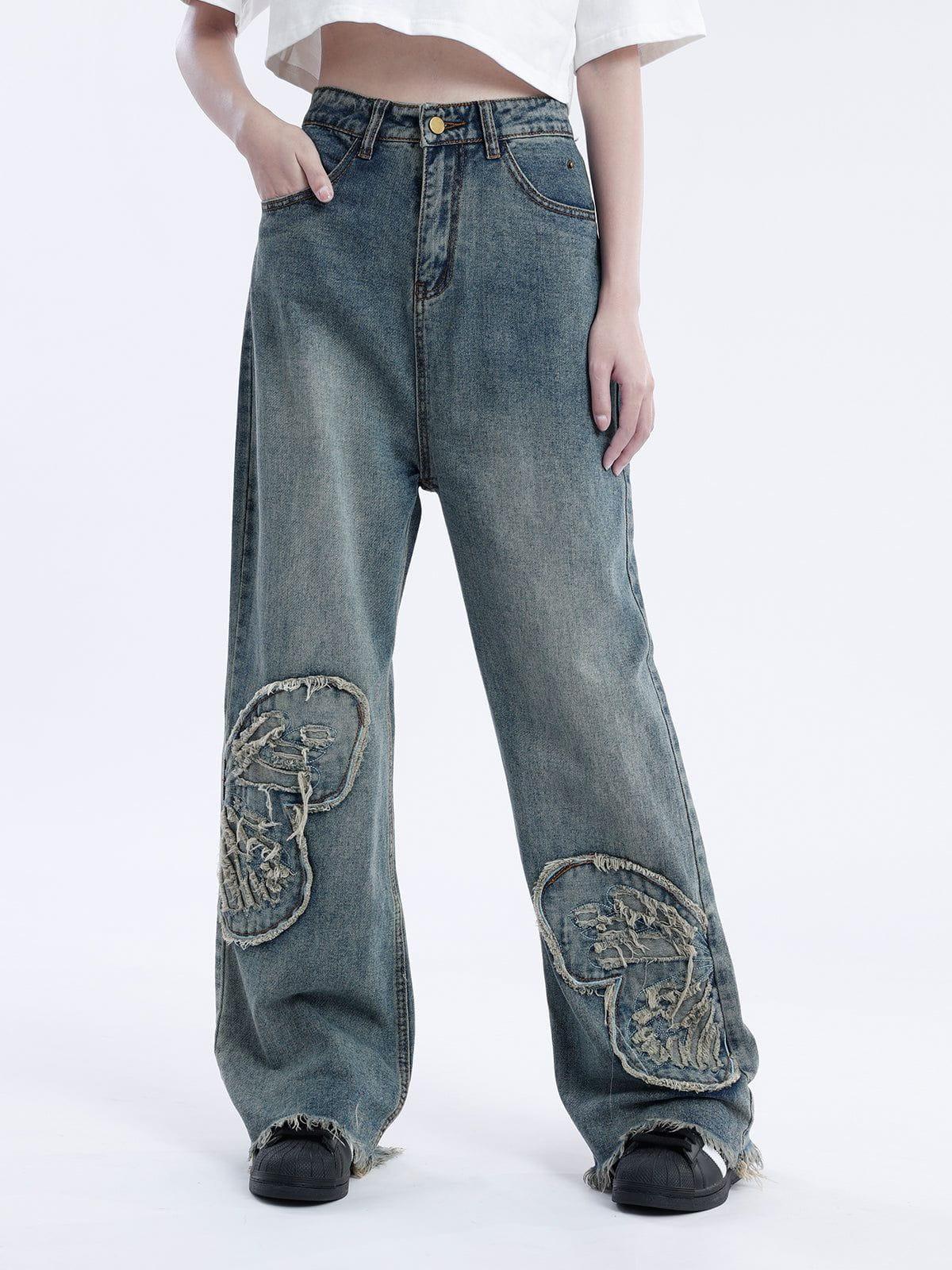 TALISHKO Removable Butterfly Loose Jeans