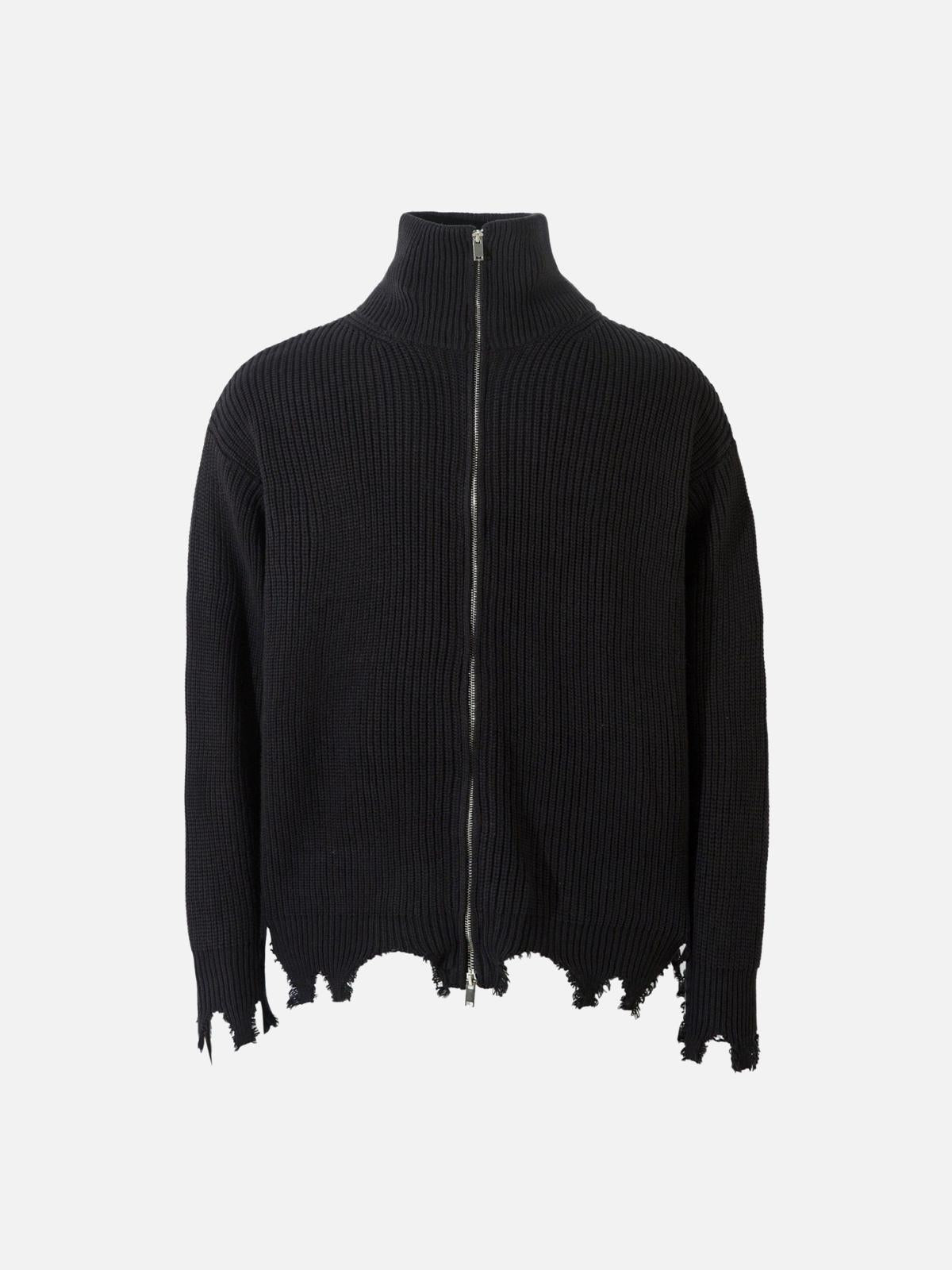 TALISHKO Vintage Worn Loose zipper Sweater