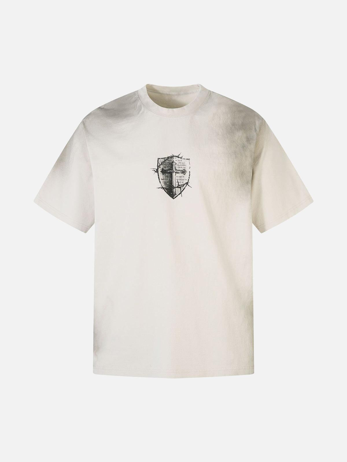 TALISHKO Heavy Cotton Washed Cross Shield Print T-Shirt