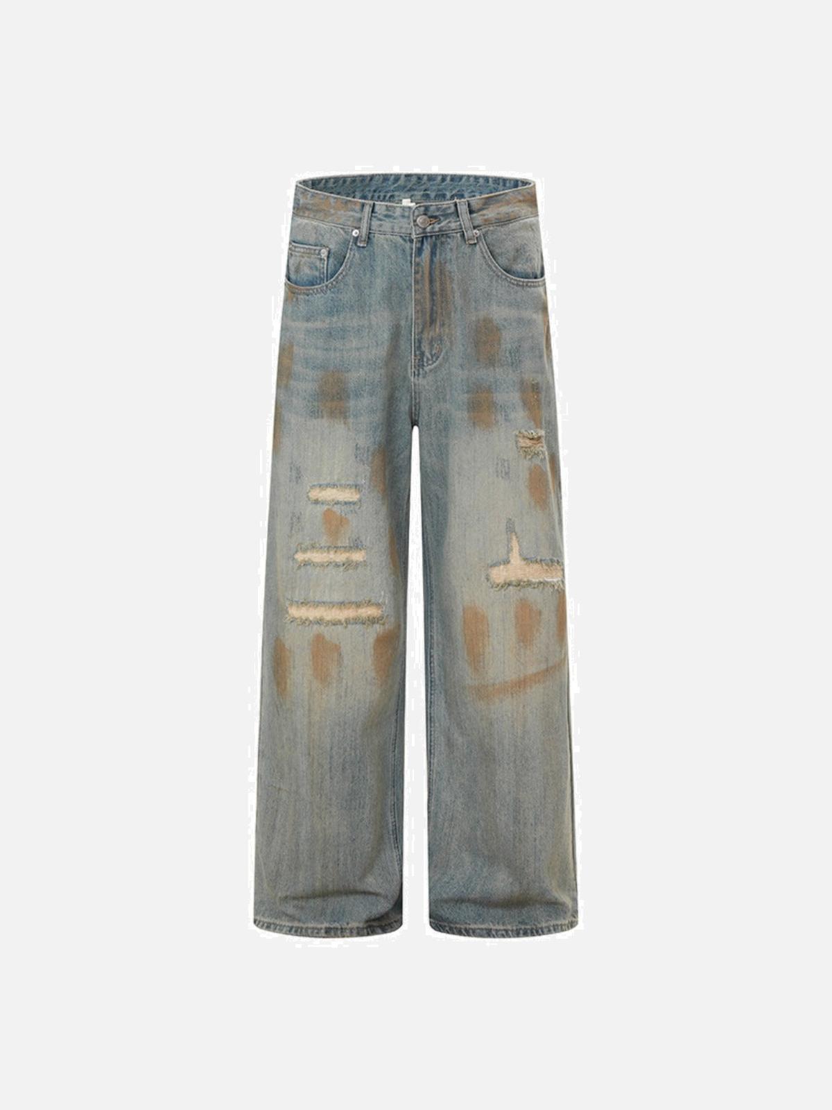 TALISHKO Vintage Graffiti Washed Distressed Jeans