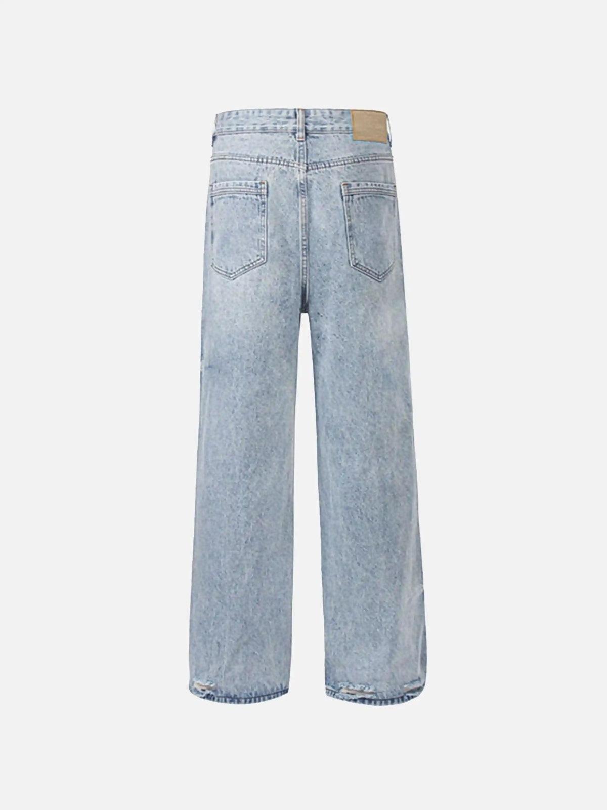 TALISHKO Vintage Distressed Slim Straight-Leg Jeans