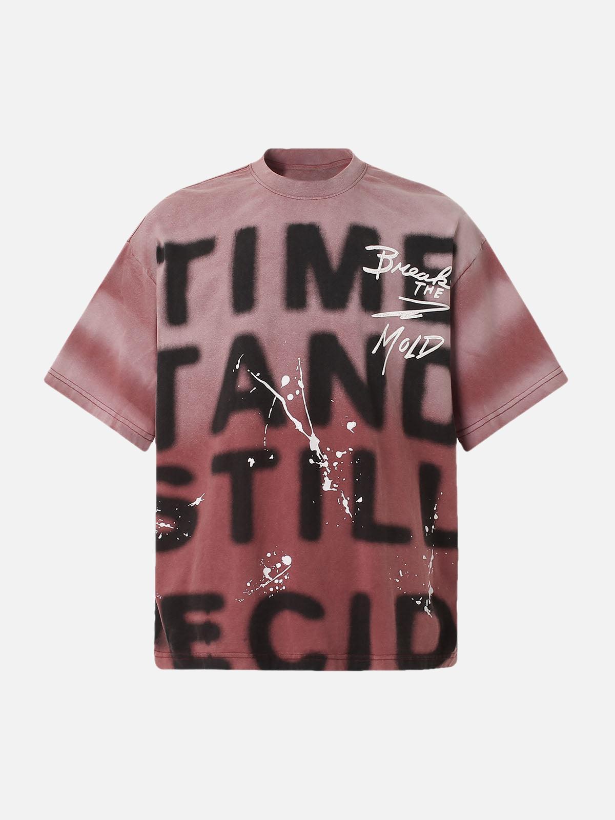 TALISHKO Ink Splash Letter Print T-Shirt