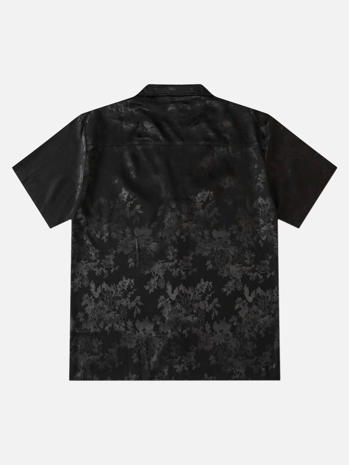 TALISHKO Leaves Pattern Black Vintage Shirts