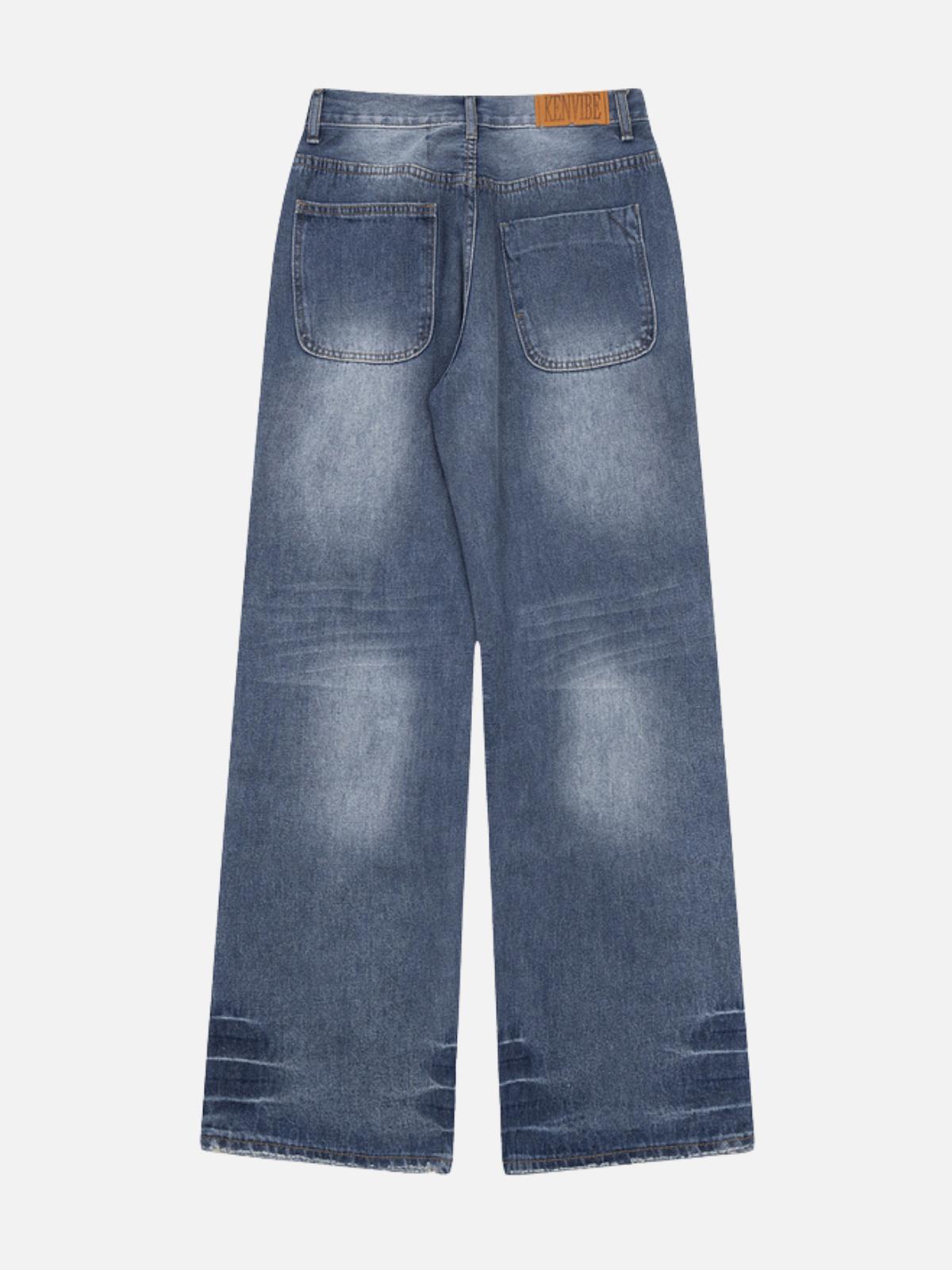TALISHKO Distressed Decorative Band Loose Jeans
