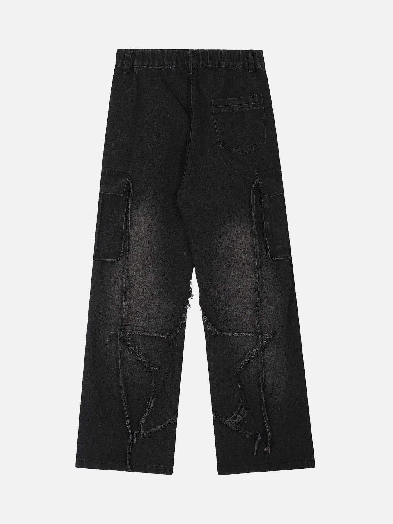 TALISHKO Washed Distressed Star Jeans