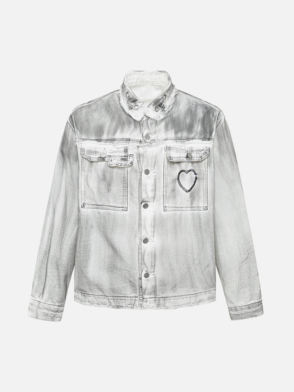 TALISHKO Distressed Denim Embroidery Jacket