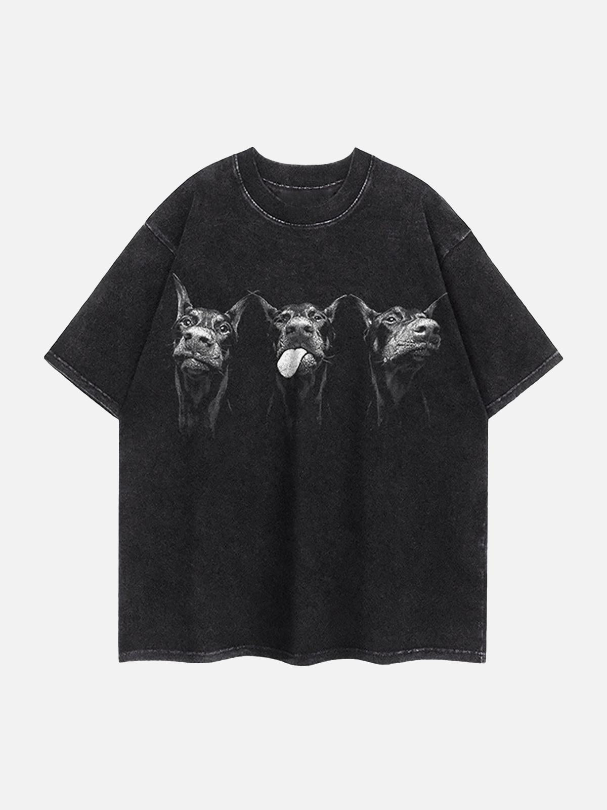 TALISHKO Doberman Print Washed Vintage T-Shirt