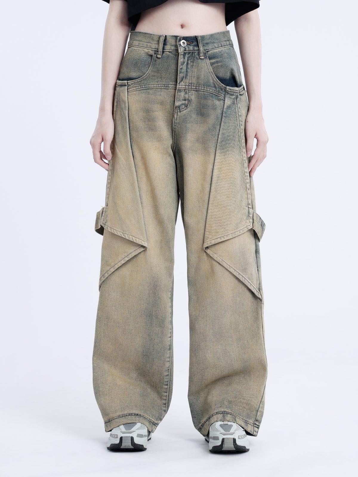 TALISHKO Gradient Irregular Patchwork Jeans