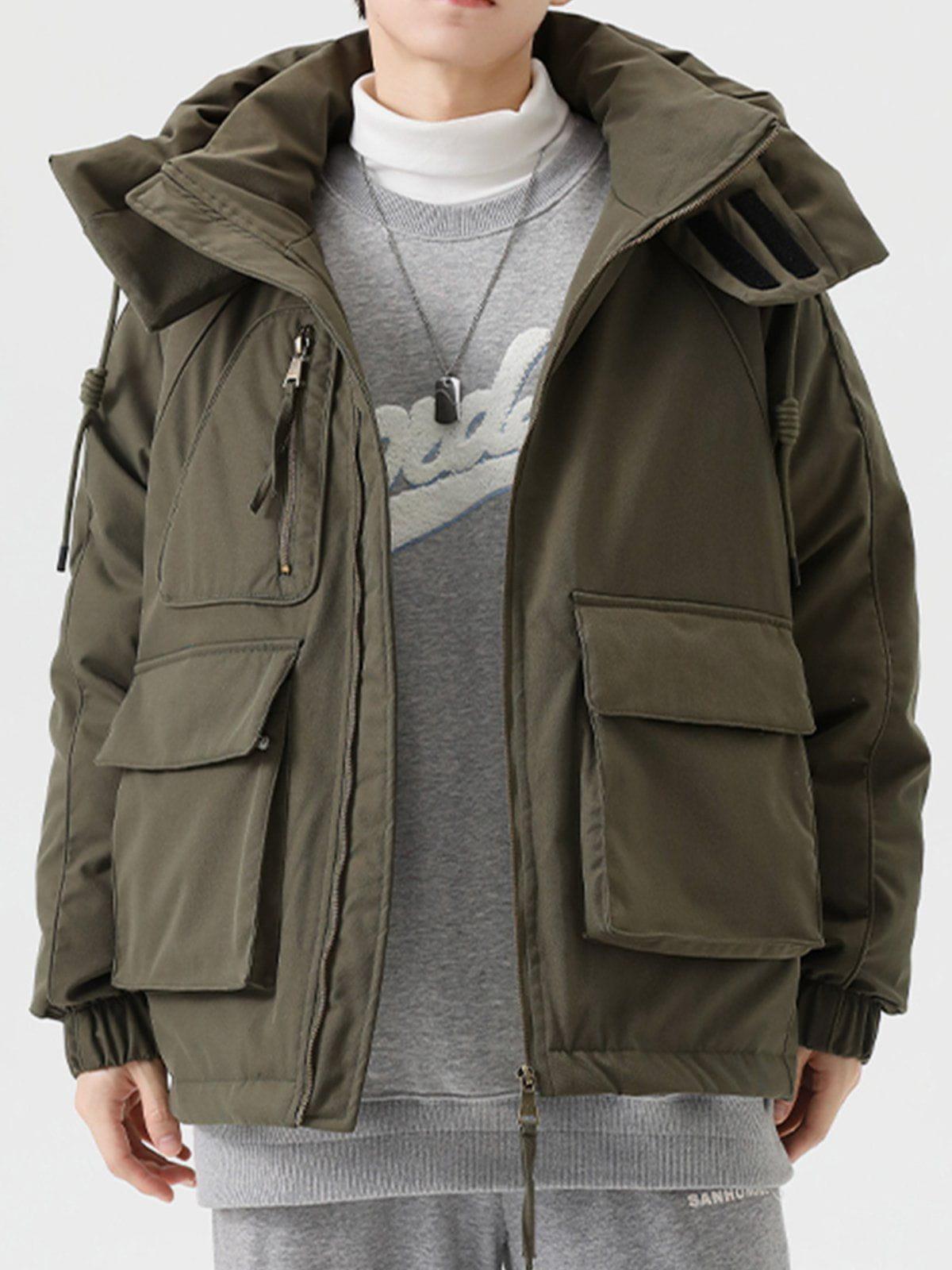TALISHKO Detachable Hat Patchwork Winter Coat