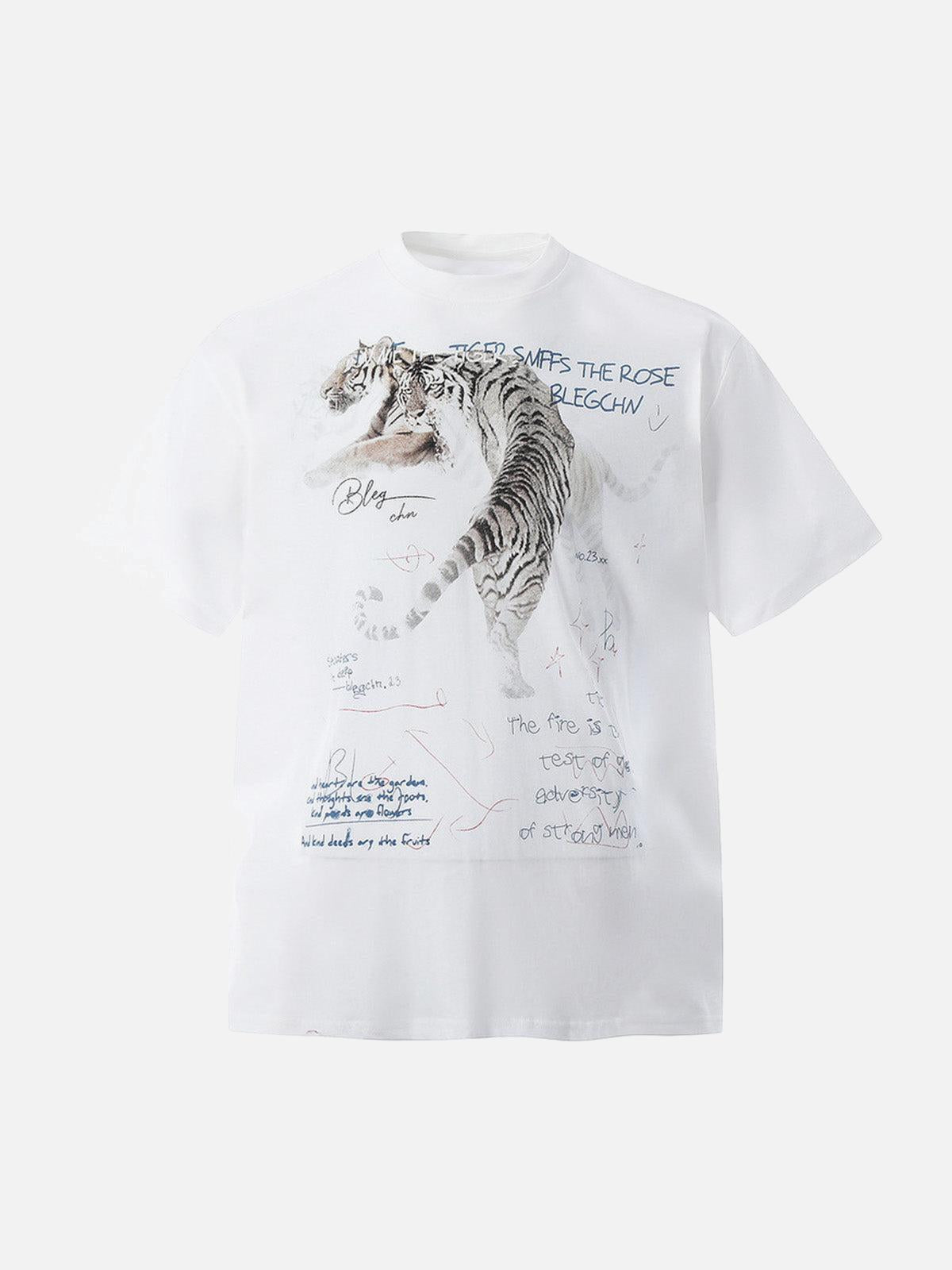 TALISHKO White Tiger Print T-Shirt