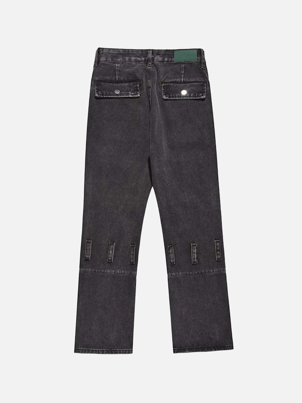 TALISHKO Vintage Punk Distressed Multi-Pocket Jeans
