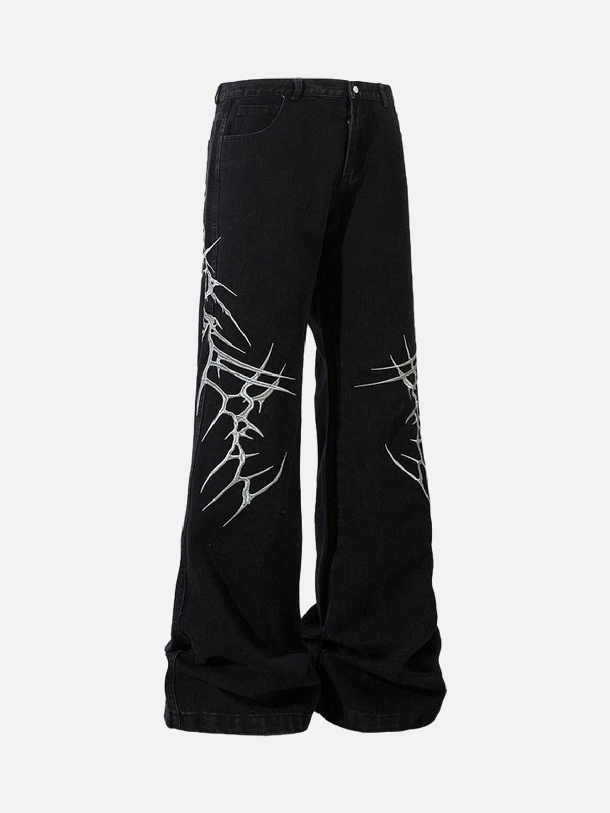 TALISHKO Graphic Embroidered Straight Jeans