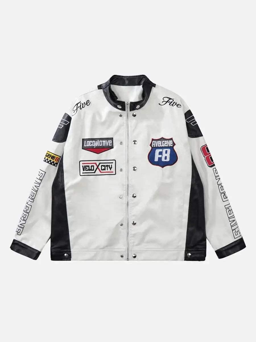 TALISHKO Motorcycle PU Leather Stitching Racing Jacket
