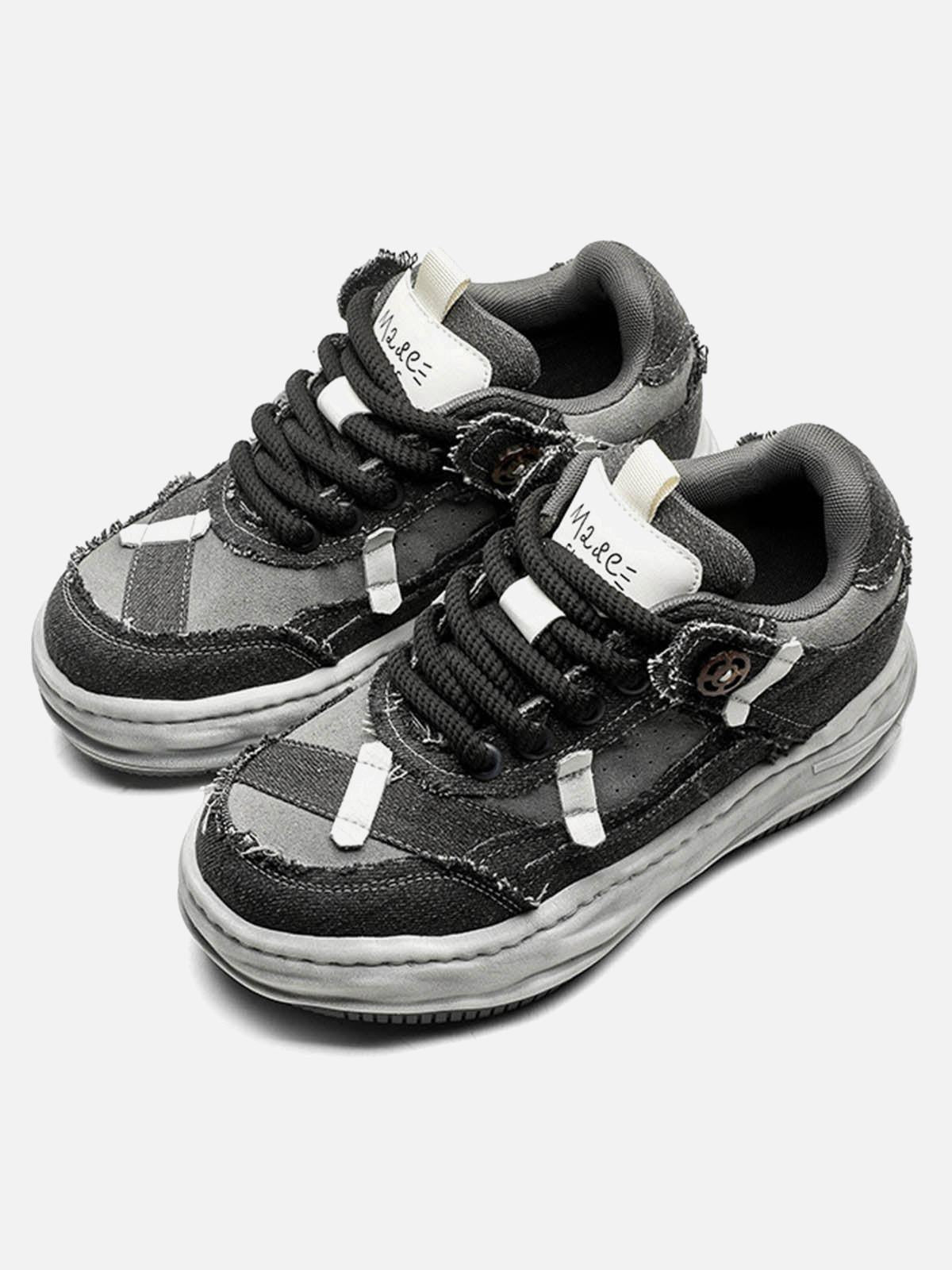TALISHKO Distressed Deconstructed Split Whisker Platform Sneakers