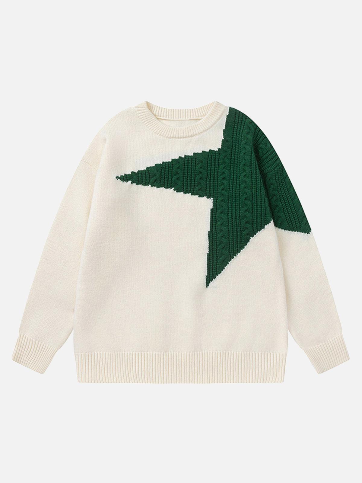 TALISHKO Star Contrast Knit Sweater
