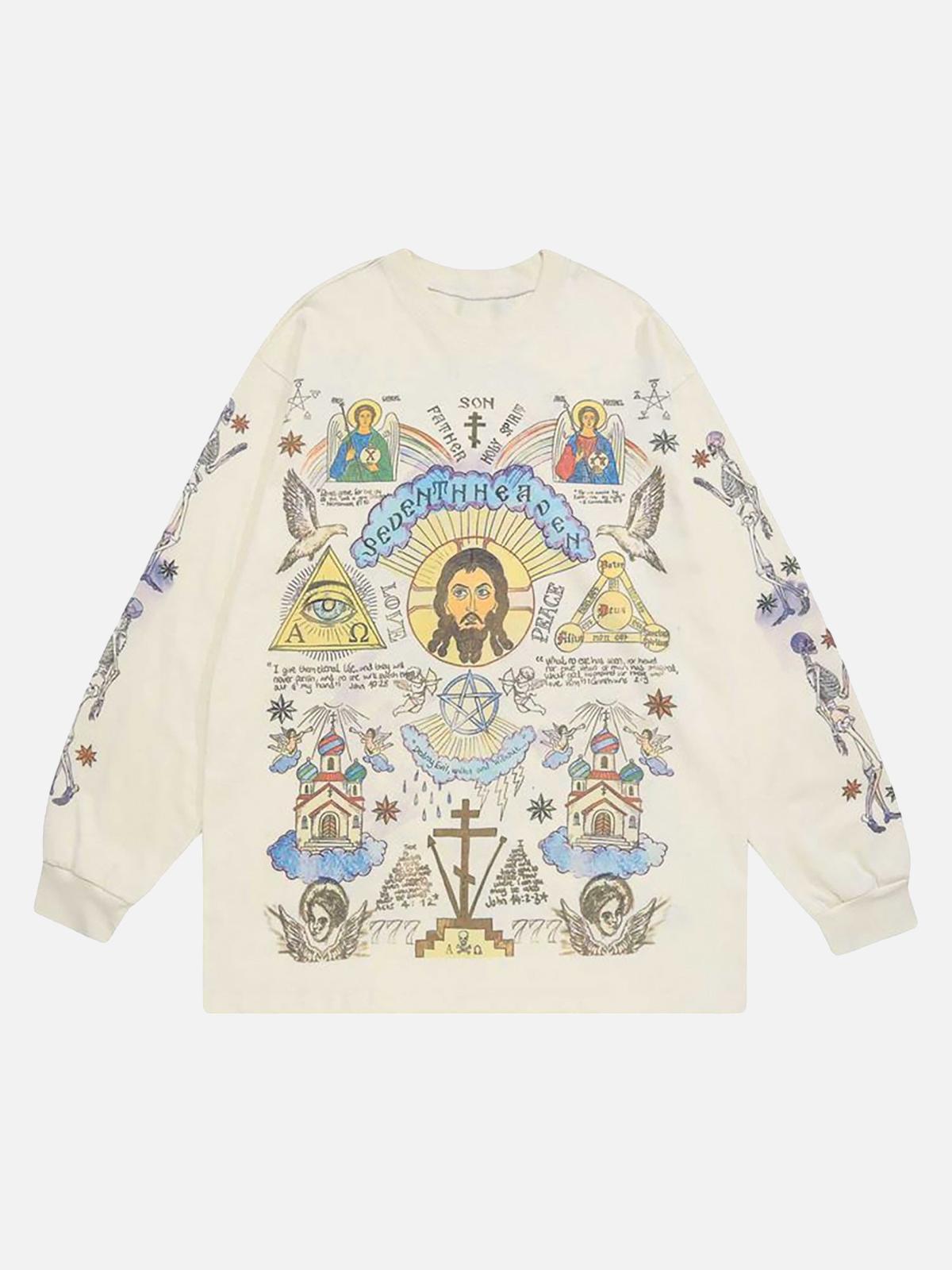TALISHKO American High Street Graffiti Long Sleeve T-Shirt