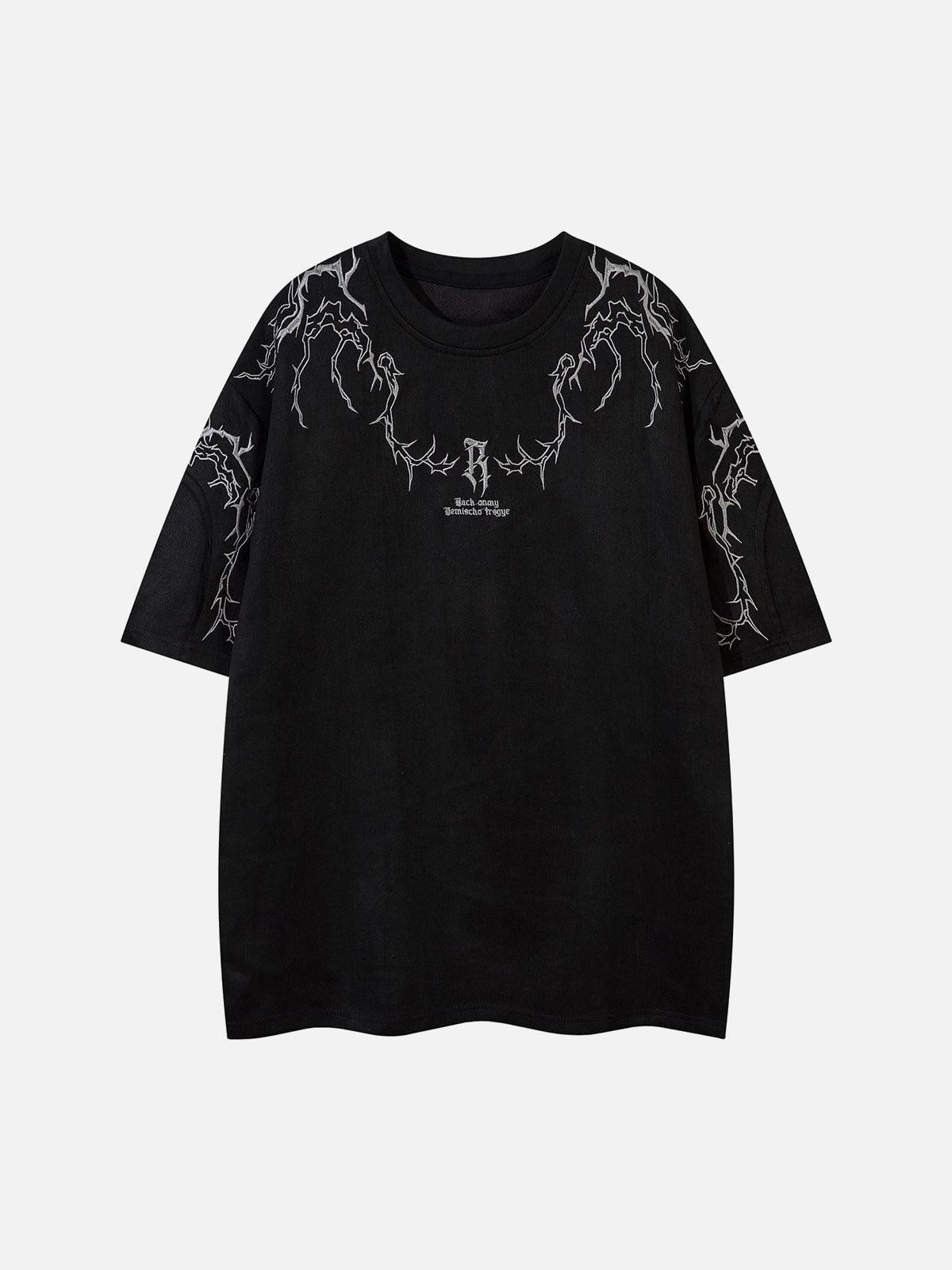 TALISHKO Thorn Embroidery Suede T-Shirt