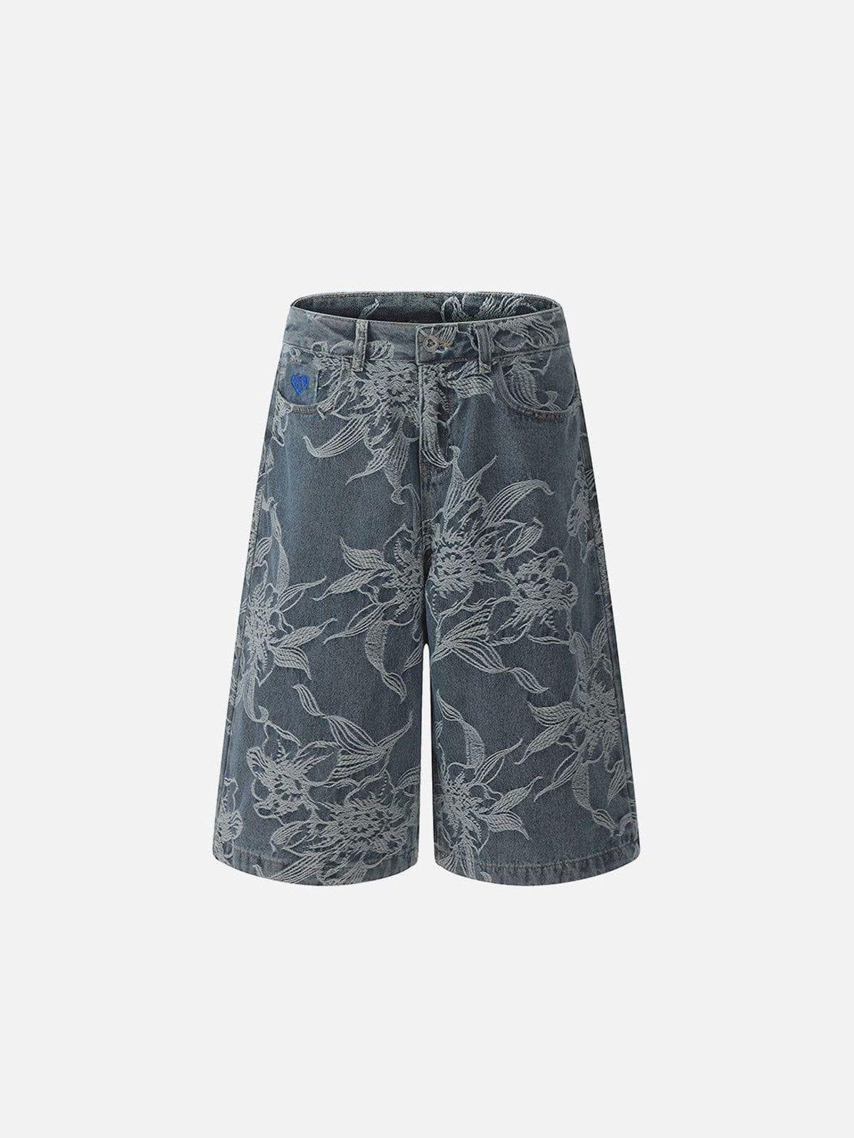 TALISHKO Embroidery Flower Longline Jorts