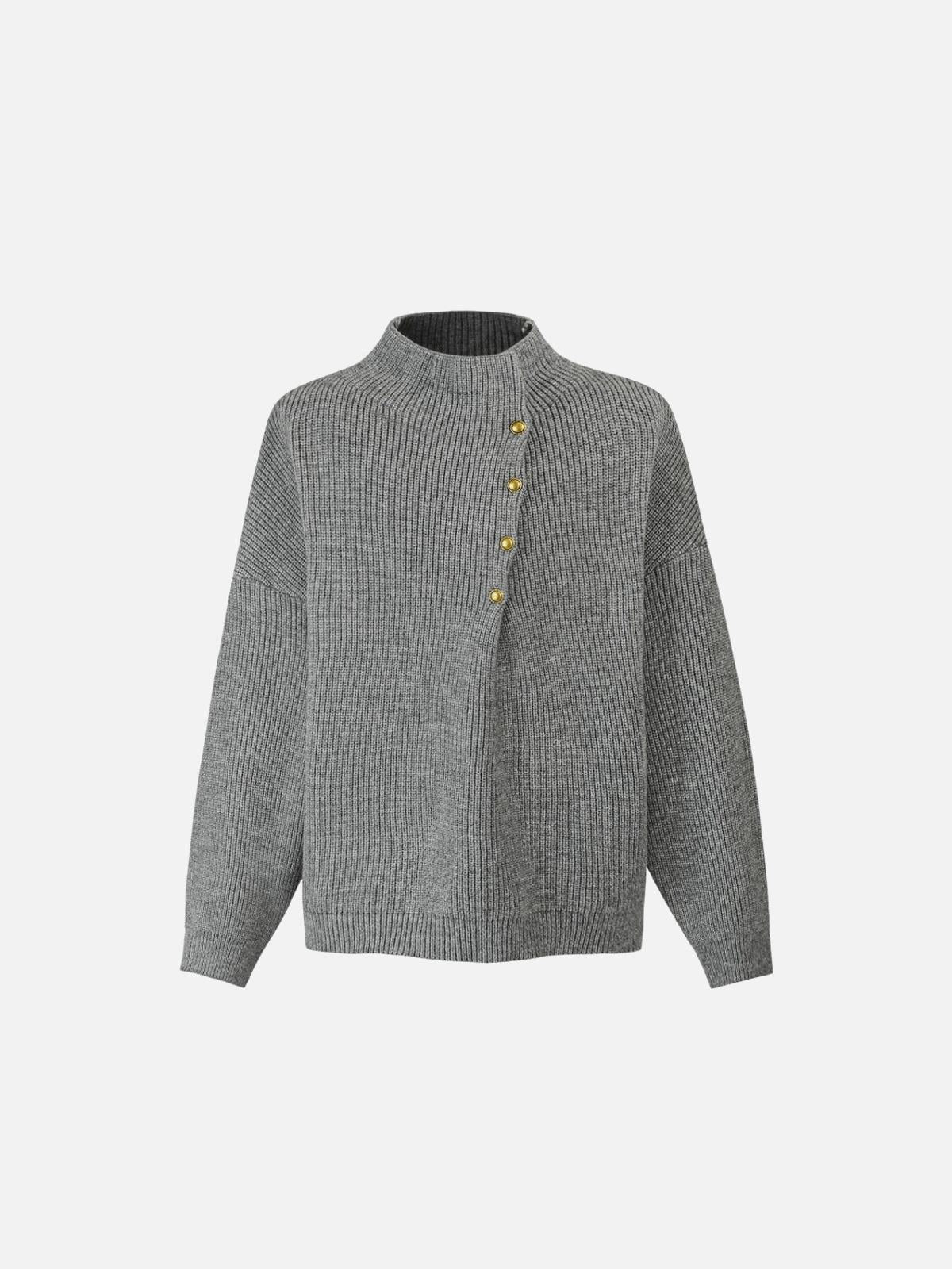 TALISHKO Vintage High-Neck Button Leisure Sweater