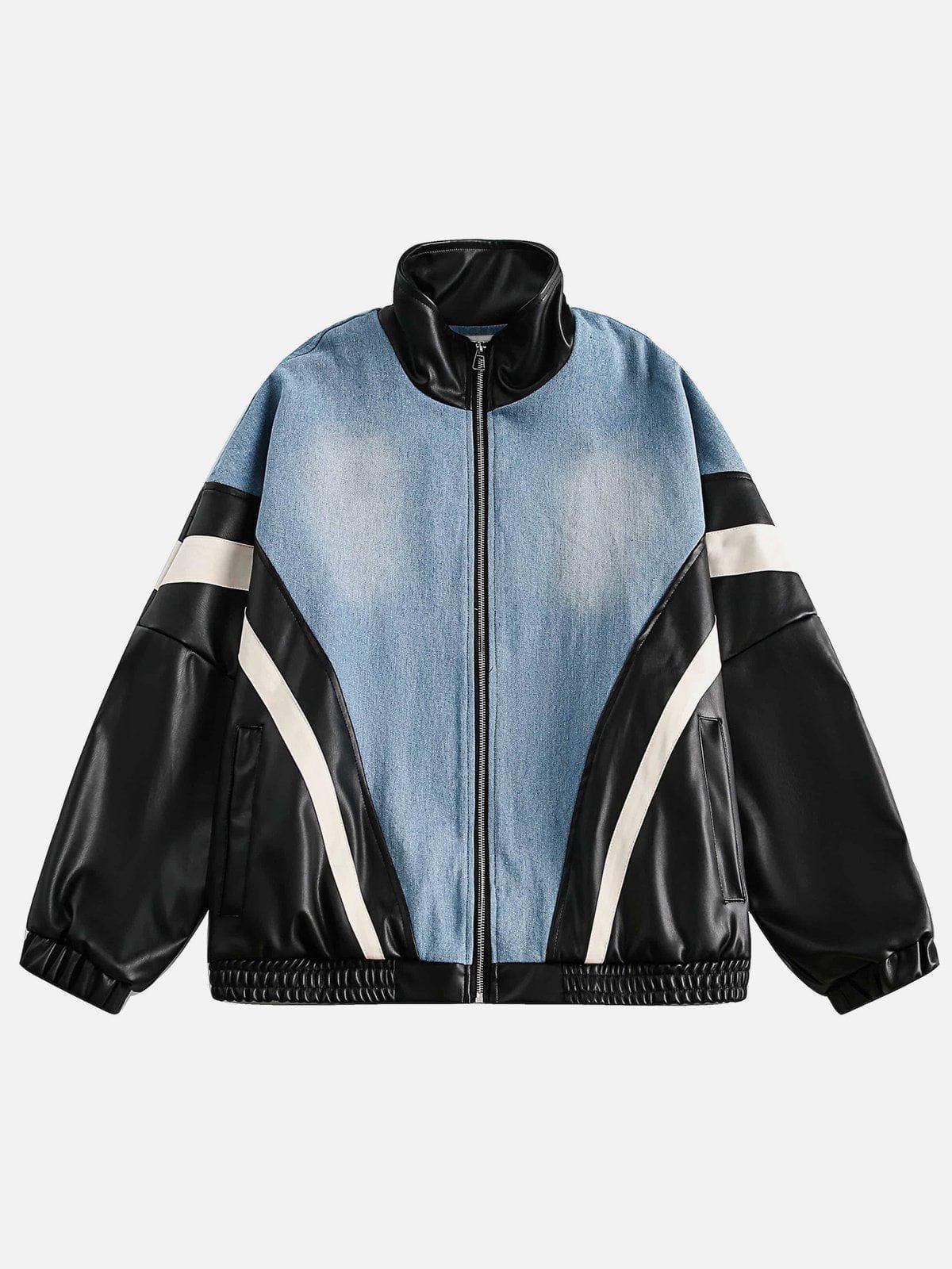 TALISHKO Batwing Sleeves Faux Leather Jacket