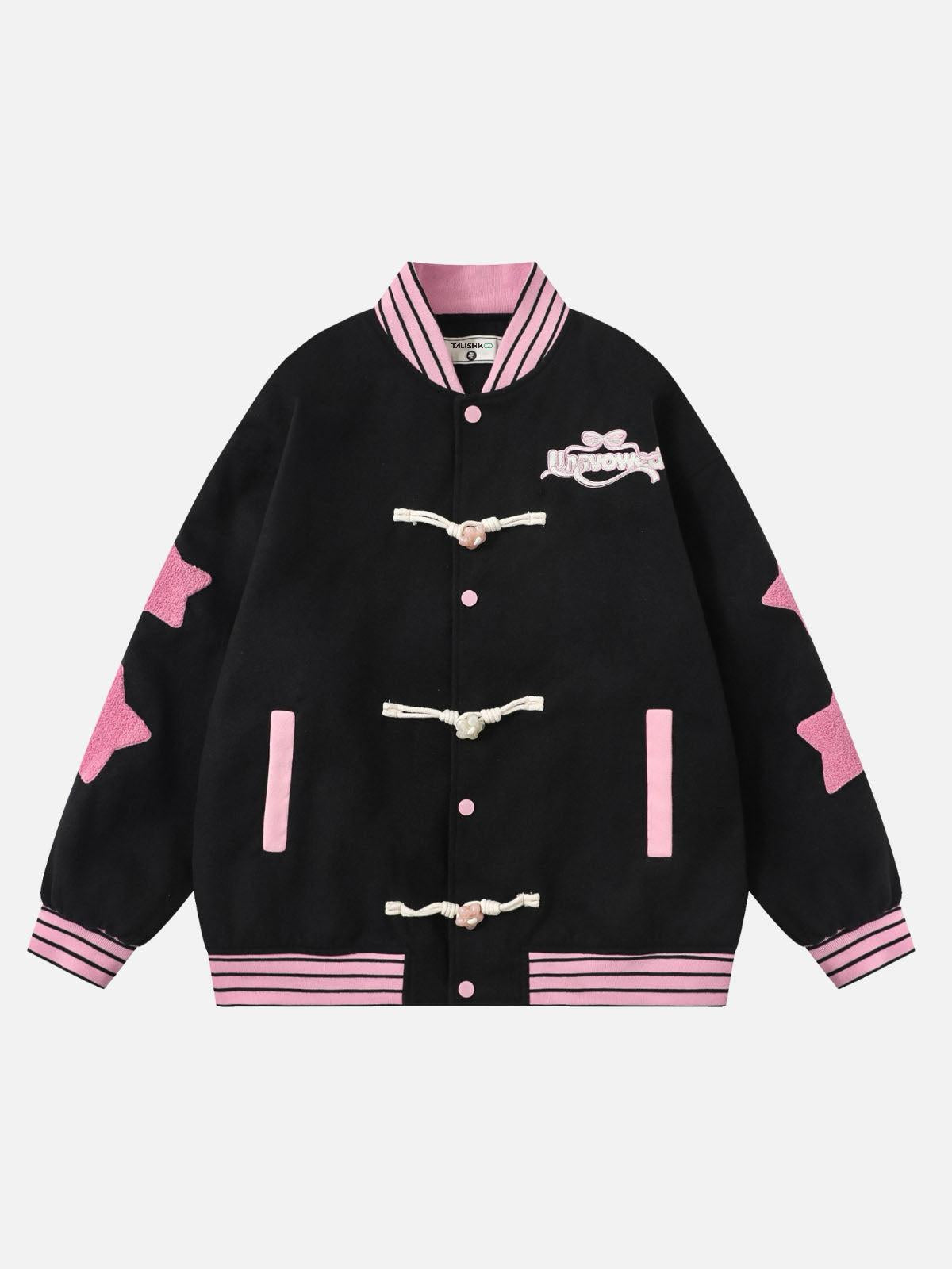 TALISHKO Buttoned Star Embroidered Baseball Jacket