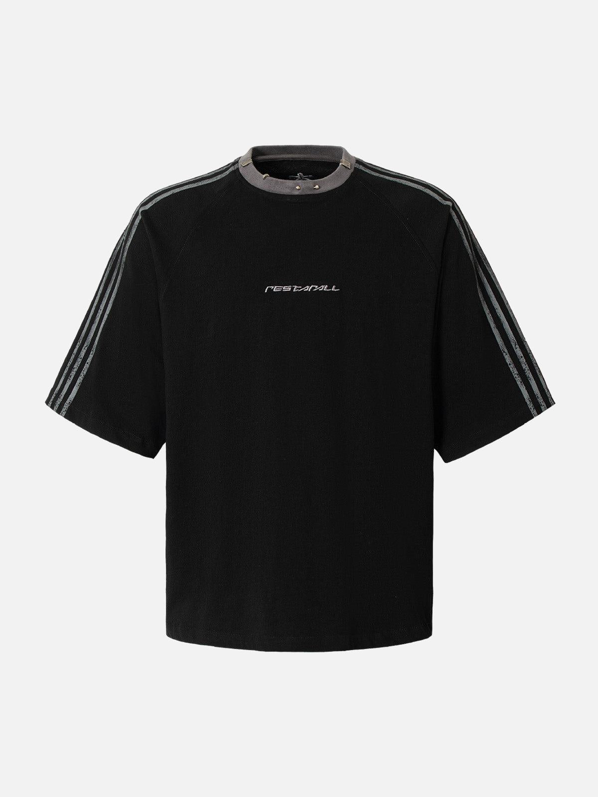 TALISHKO Heavy Washed Street Metal Collar T-Shirt