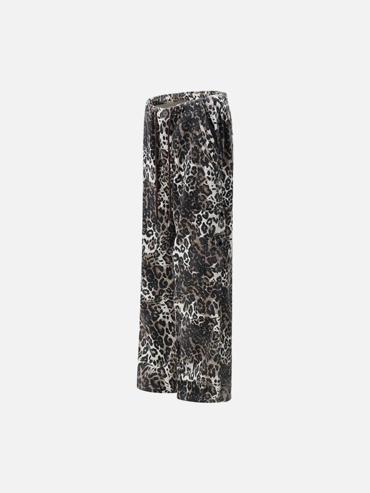 TALISHKO Leopard Print Pleated Drawstring Pants