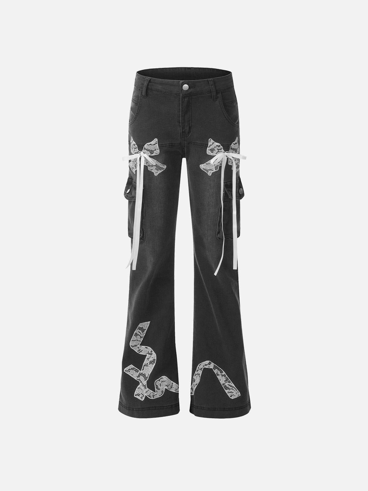TALISHKO Bow Multi Pocket Washed Jeans