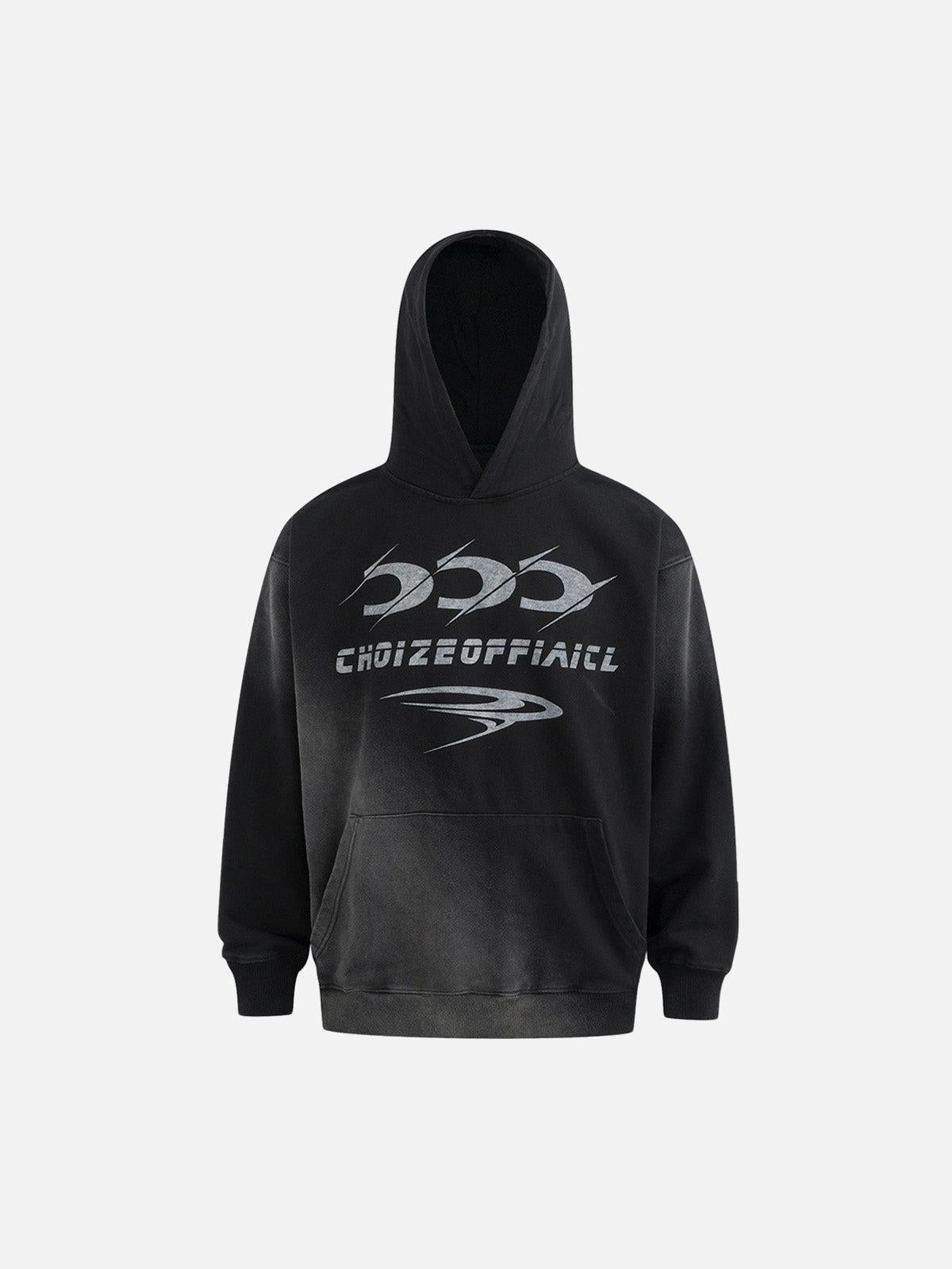TALISHKO Heavy Washed Letter Print Hoodie