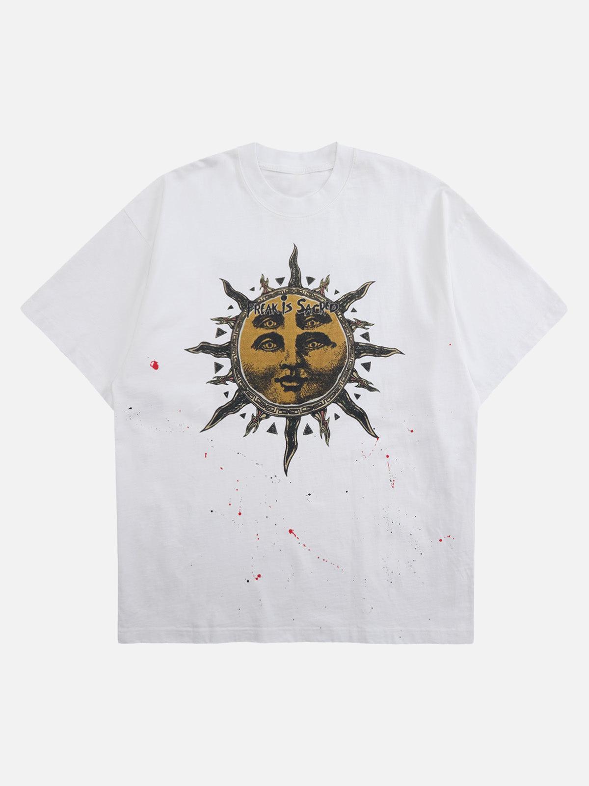 TALISHKO Ink-Splashed Sun God Worn T-Shirt