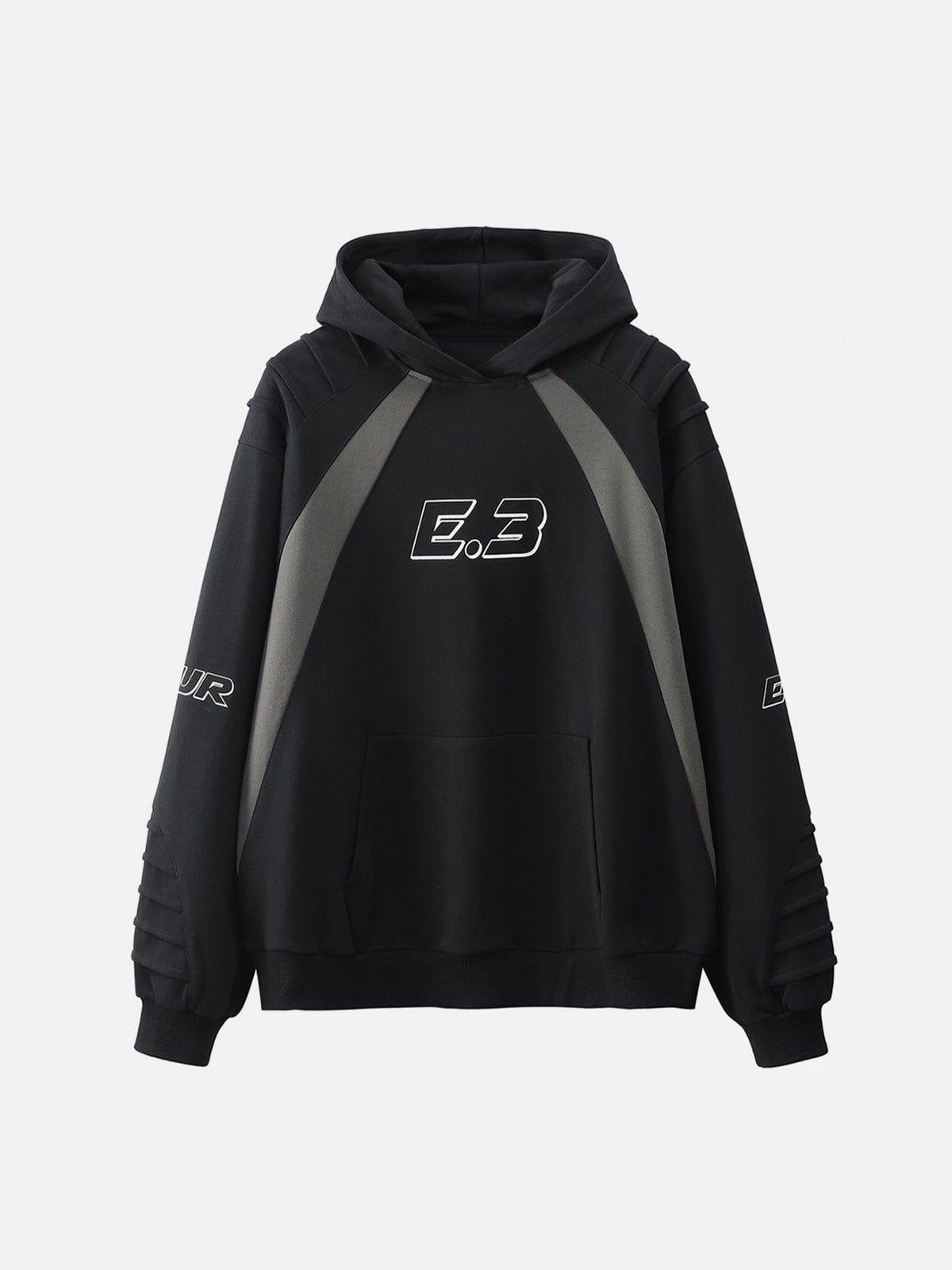 TALISHKO Pleated Material Splicing Hoodie